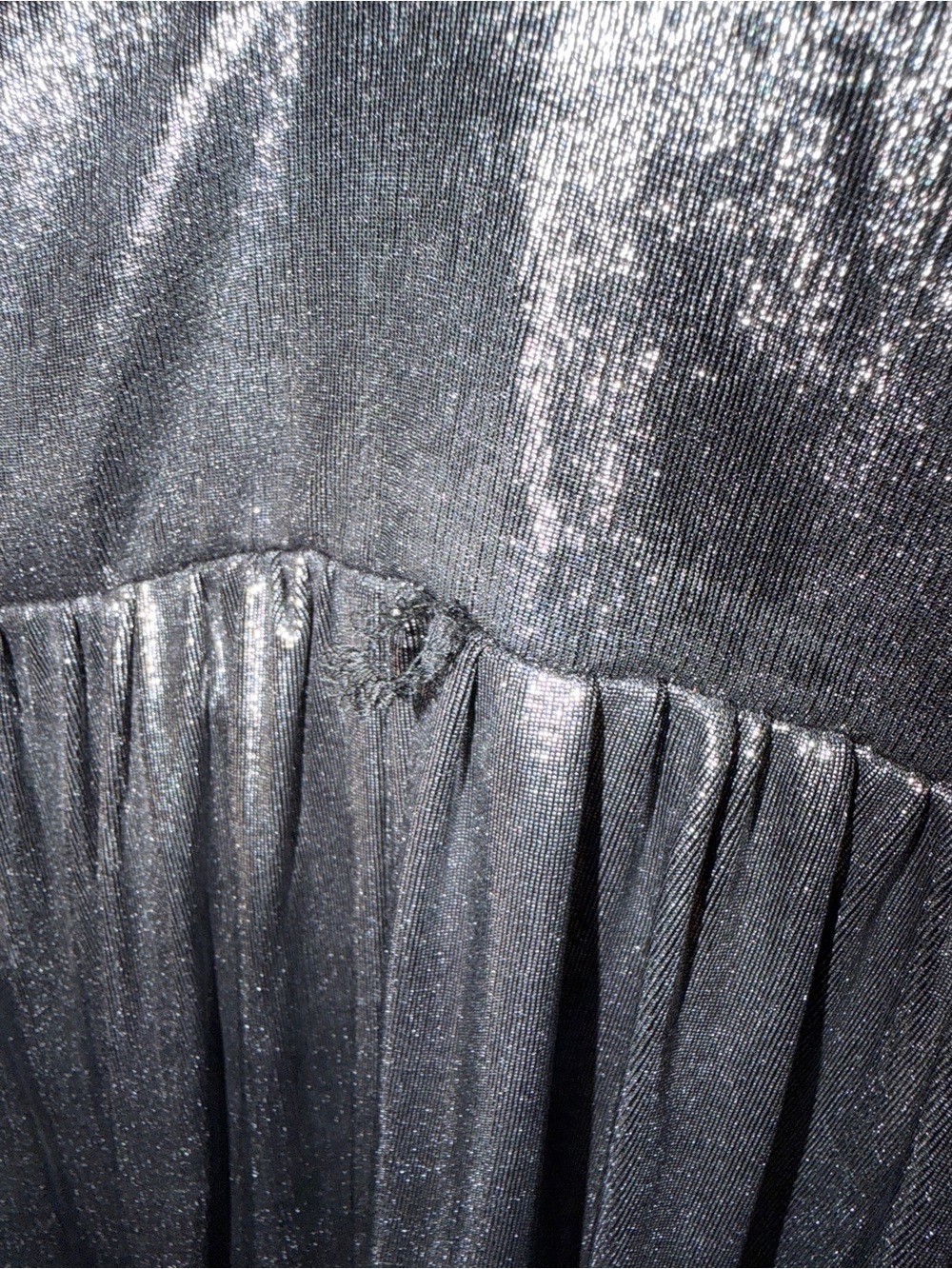 Metallic Silver V-Neck Fringe Sleeve Maxi Dress - Picture 3 of 5